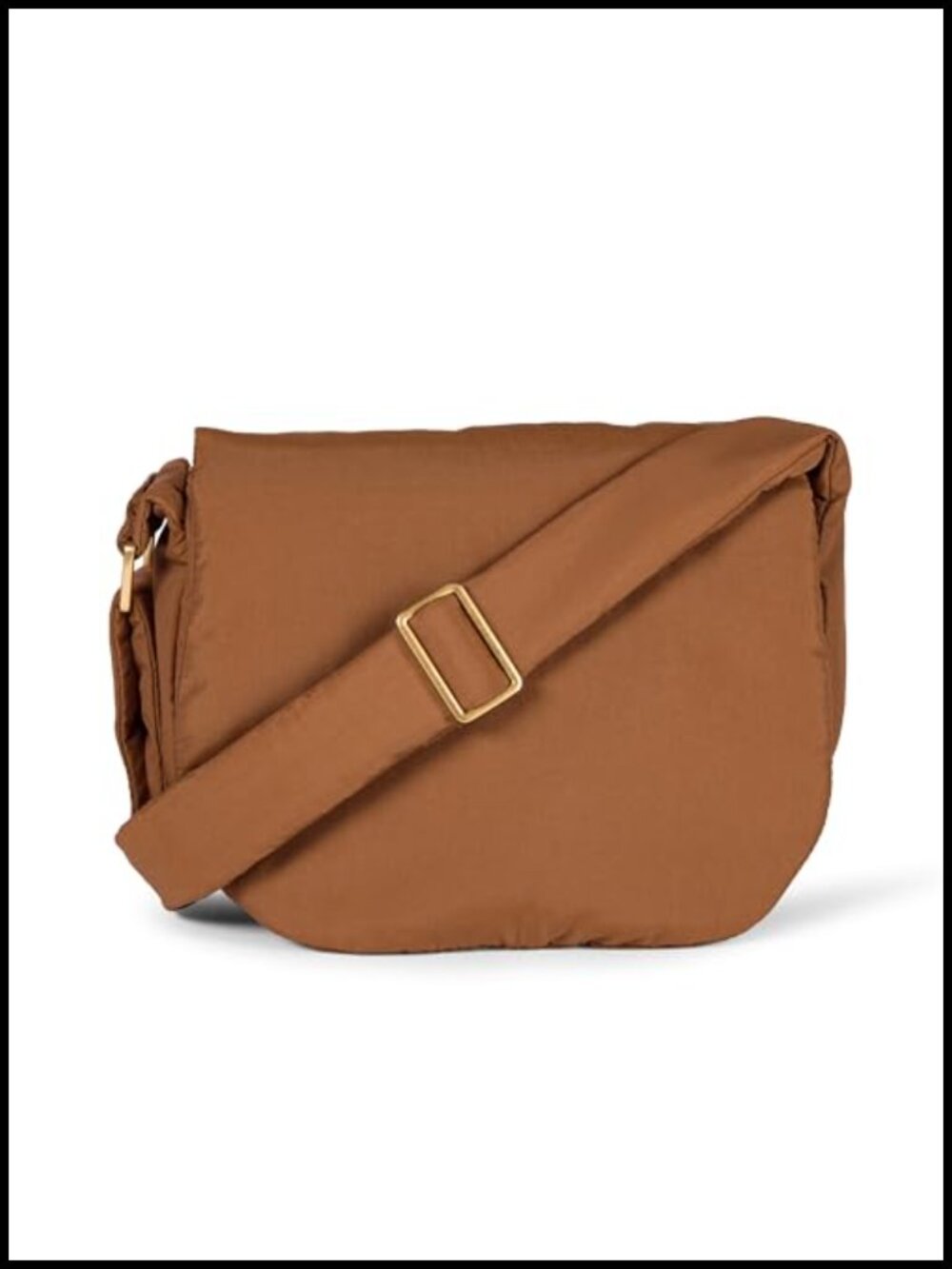 Lightweight Nylon Adjustable Crossbody Flap Bag with Zipper